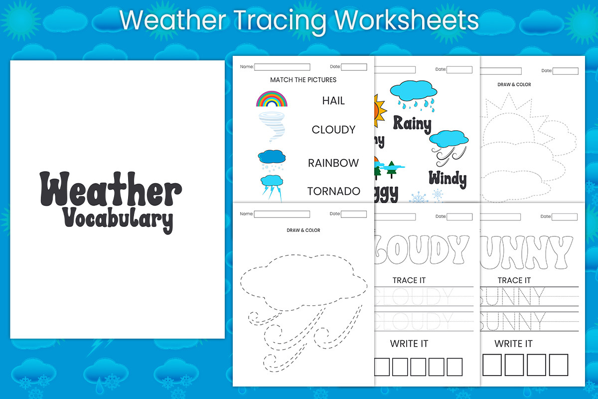 Weather Tracing Worksheets Graphic by Kdp Vibe · Creative Fabrica