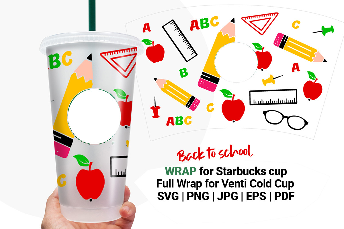 Back to School Wrap for Starbucks 24 Oz Graphic by Bazarova  Creative  Fabrica