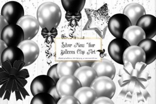 Silver New Years Balloons Clipart Graphic by Digital Curio · Creative ...
