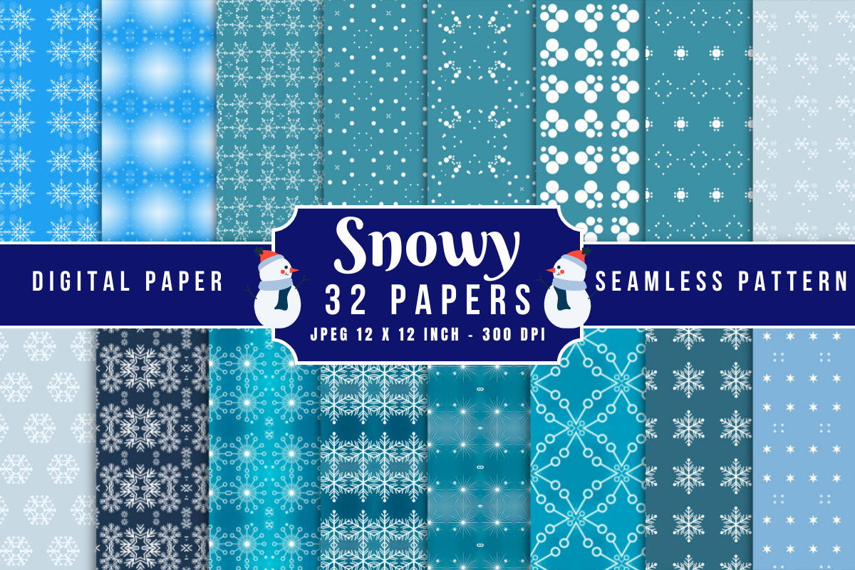 Snow Digital Paper Winter Patterns Graphic by MH Creation House ...