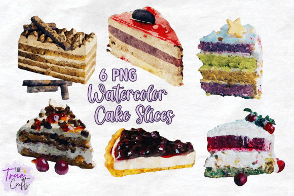 Watercolor Birthday Cake Clipart PNG Set Graphic by TheTrueCrafts ...