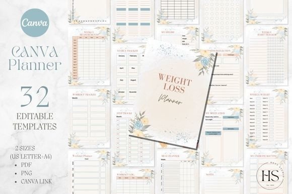 Watercolor Weight Loss CANVA Planner