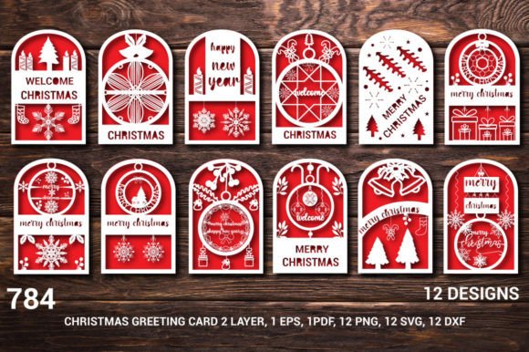 Christmas Greeting Card SVG Laser Cut784