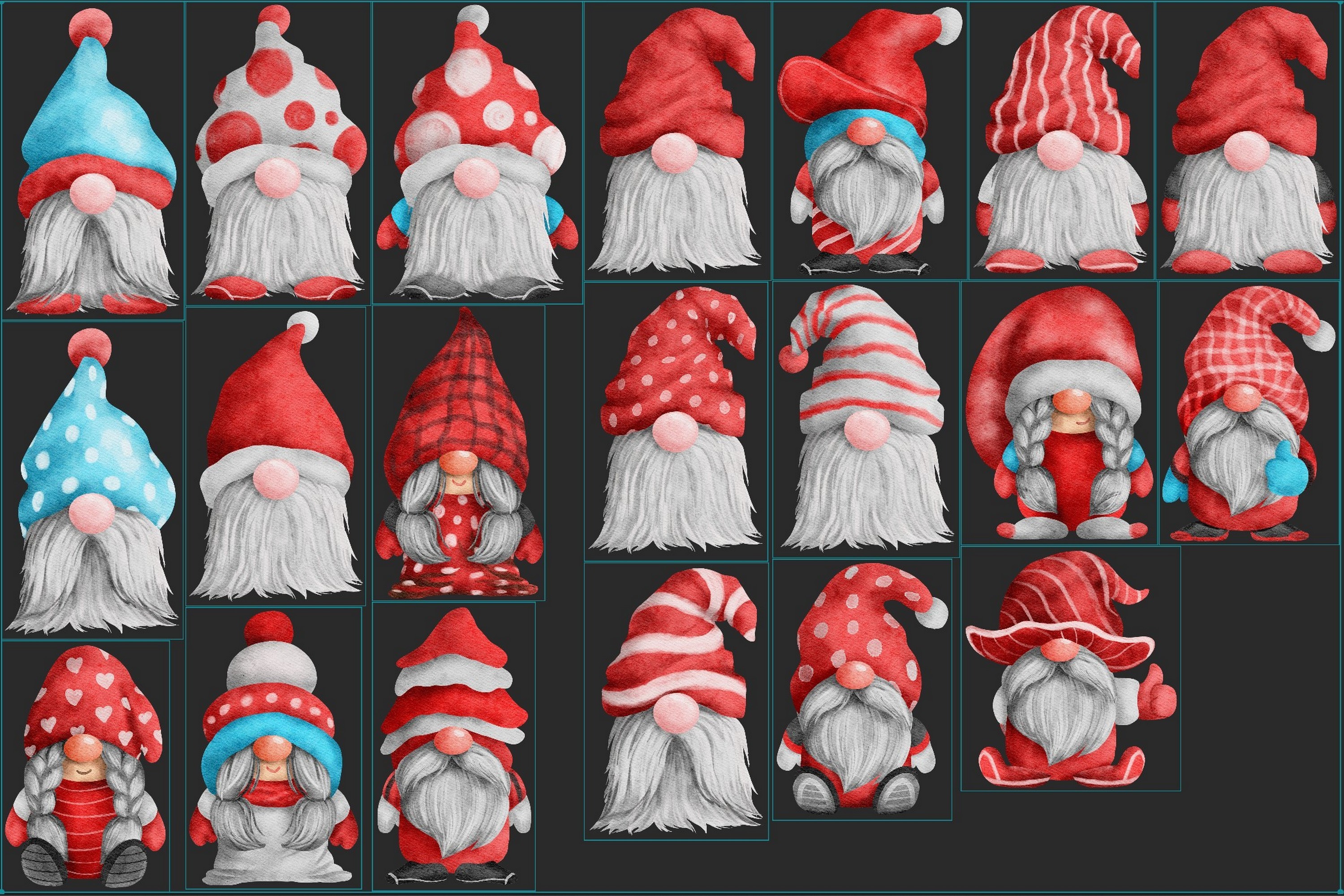 Christmas Watercolor Gnomes Cliparts Png - photo 4