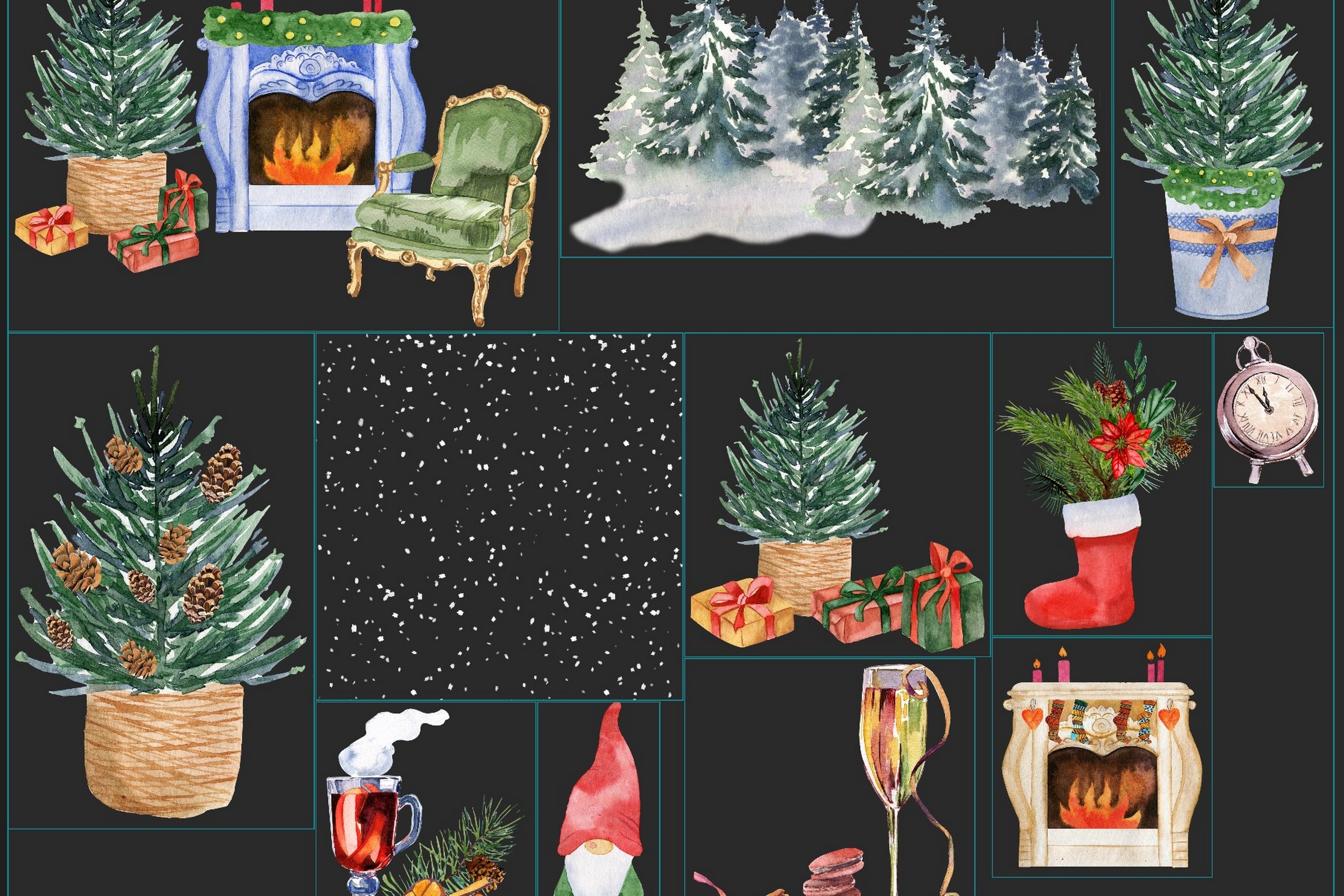 Christmas Watercolor Gnomes Cliparts Png - photo 5