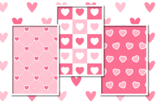 Pink Heart Valentines Day Digital Paper Graphic by SimpleStyles ...