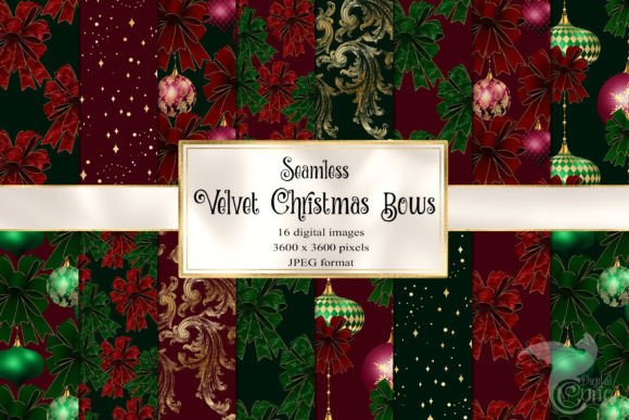 Velvet Christmas Bows Digital Paper