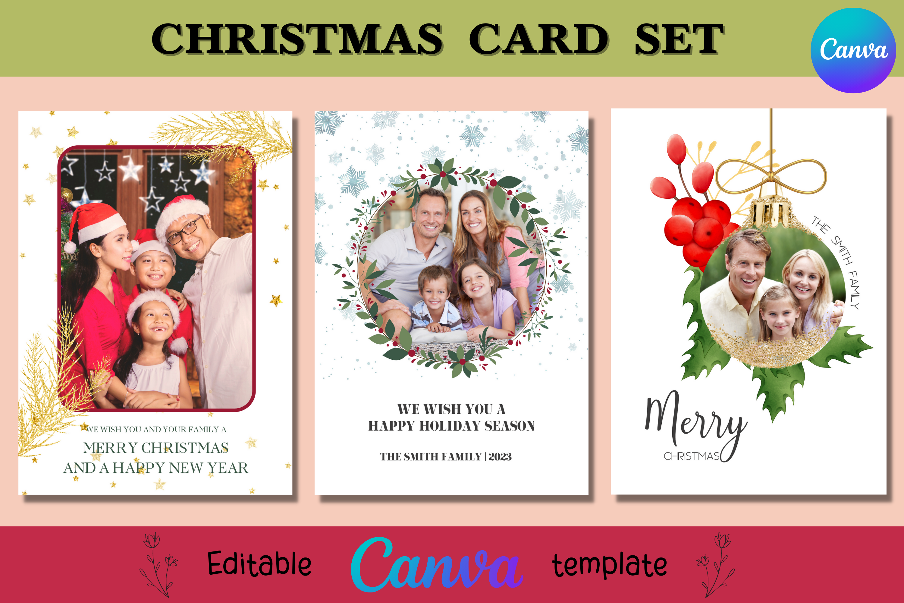 Christmas Card Set - Canva Template Graphic by Adalin Digital ...