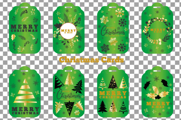 Green Christmas Greeting Quotes Cards.