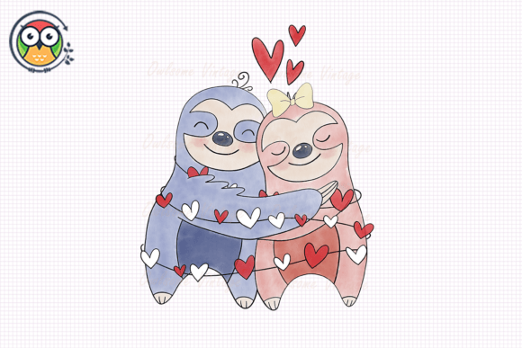 Preview of Sloths Couple Valentine Sublimation T-shirt, sticker, and sublimation design