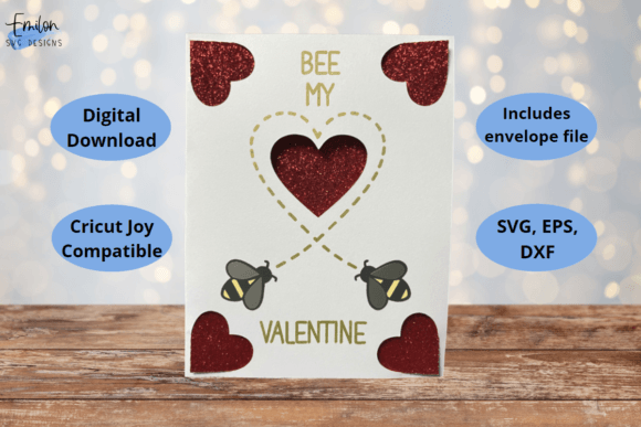 Bee My Valentine Insert Card Svg Graphics