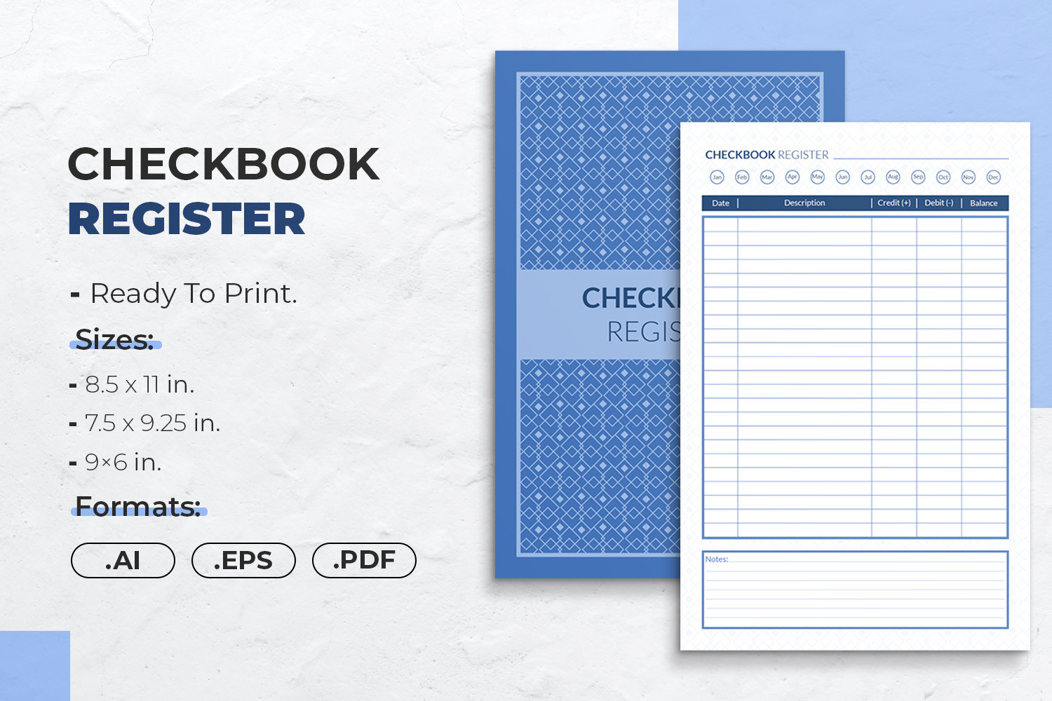 Checkbook Template Checkbook Register | Printable Template Graphic by JUNDI · Creative Fabrica