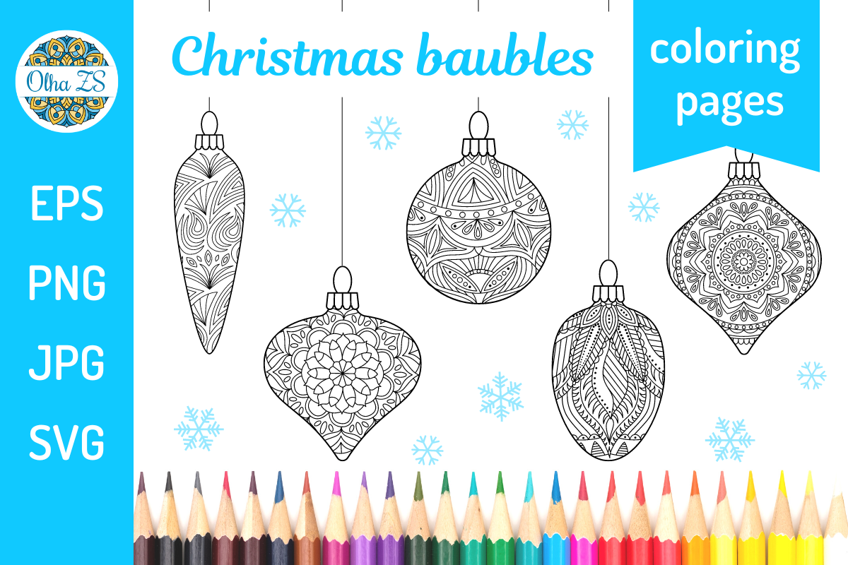 Christmas Baubles Coloring Pages Set