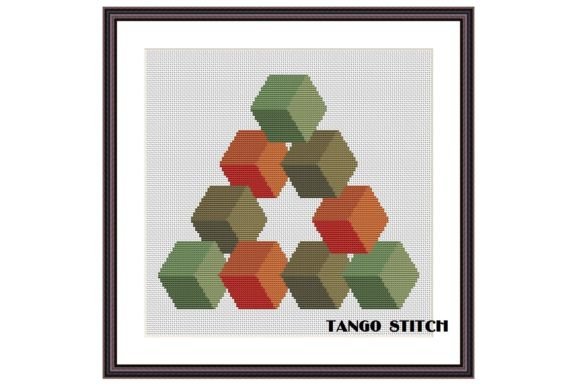 Geometric Cubes Ornaments Cross Stitch