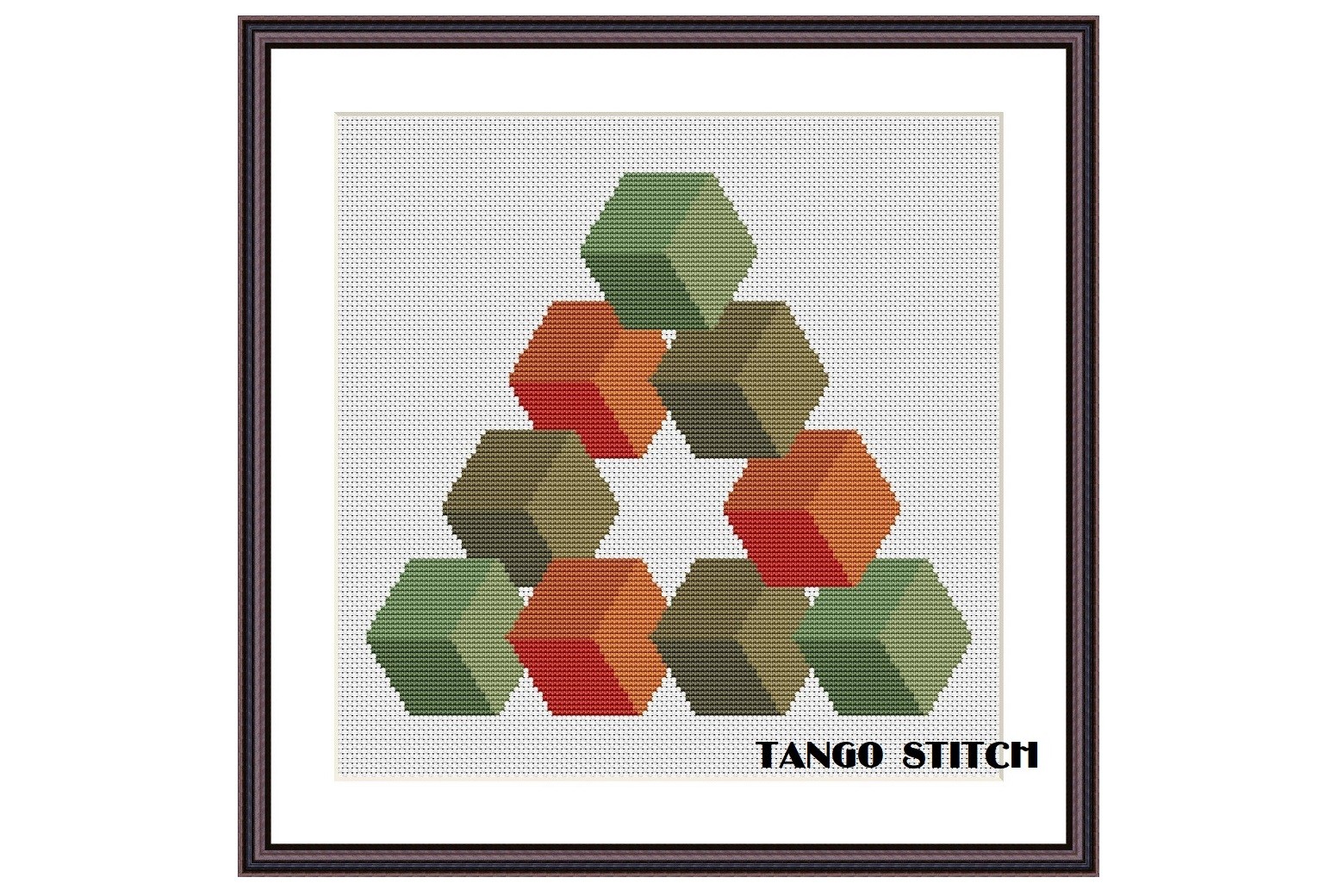 Geometric Cubes Ornaments Cross Stitch