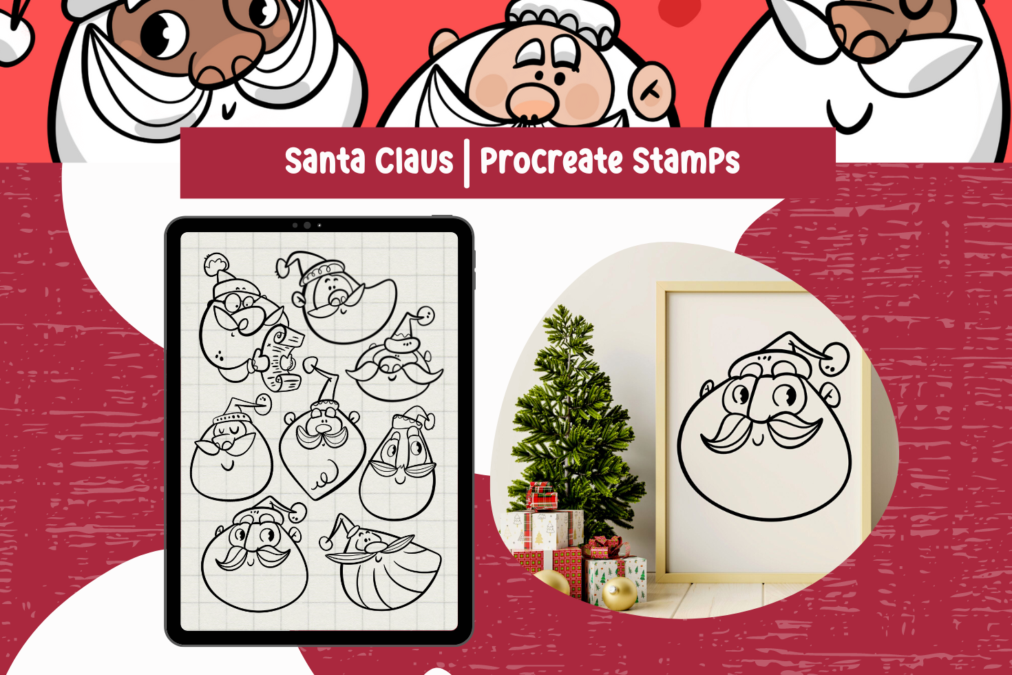 Santa Claus Christmas Procreate Stamps Graphic by AghCreativeLab ...
