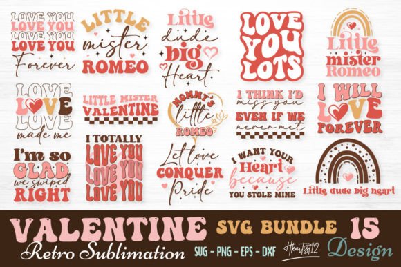 Valentine Retro SVG Bundle Graphic Crafts By Hkartist12