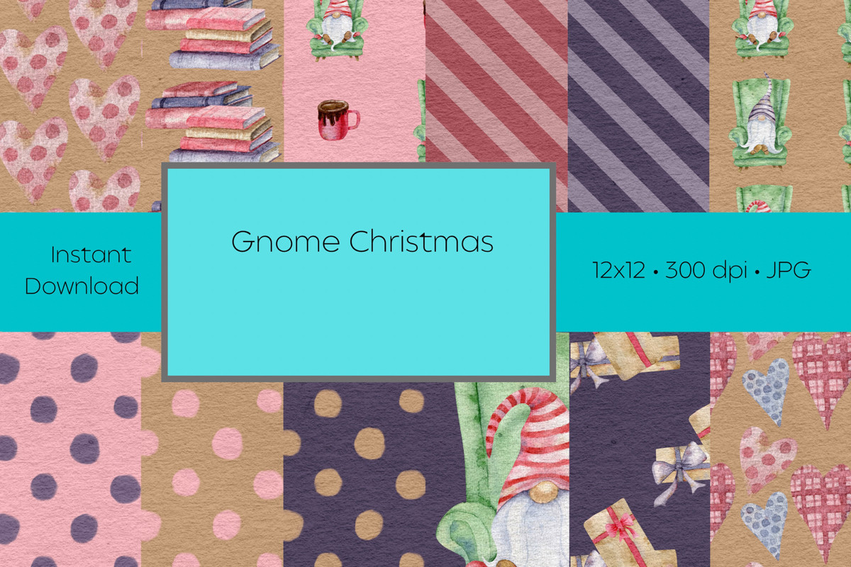 Gnome Christmas Digital Paper Graphic by Crystal Jeanne · Creative Fabrica