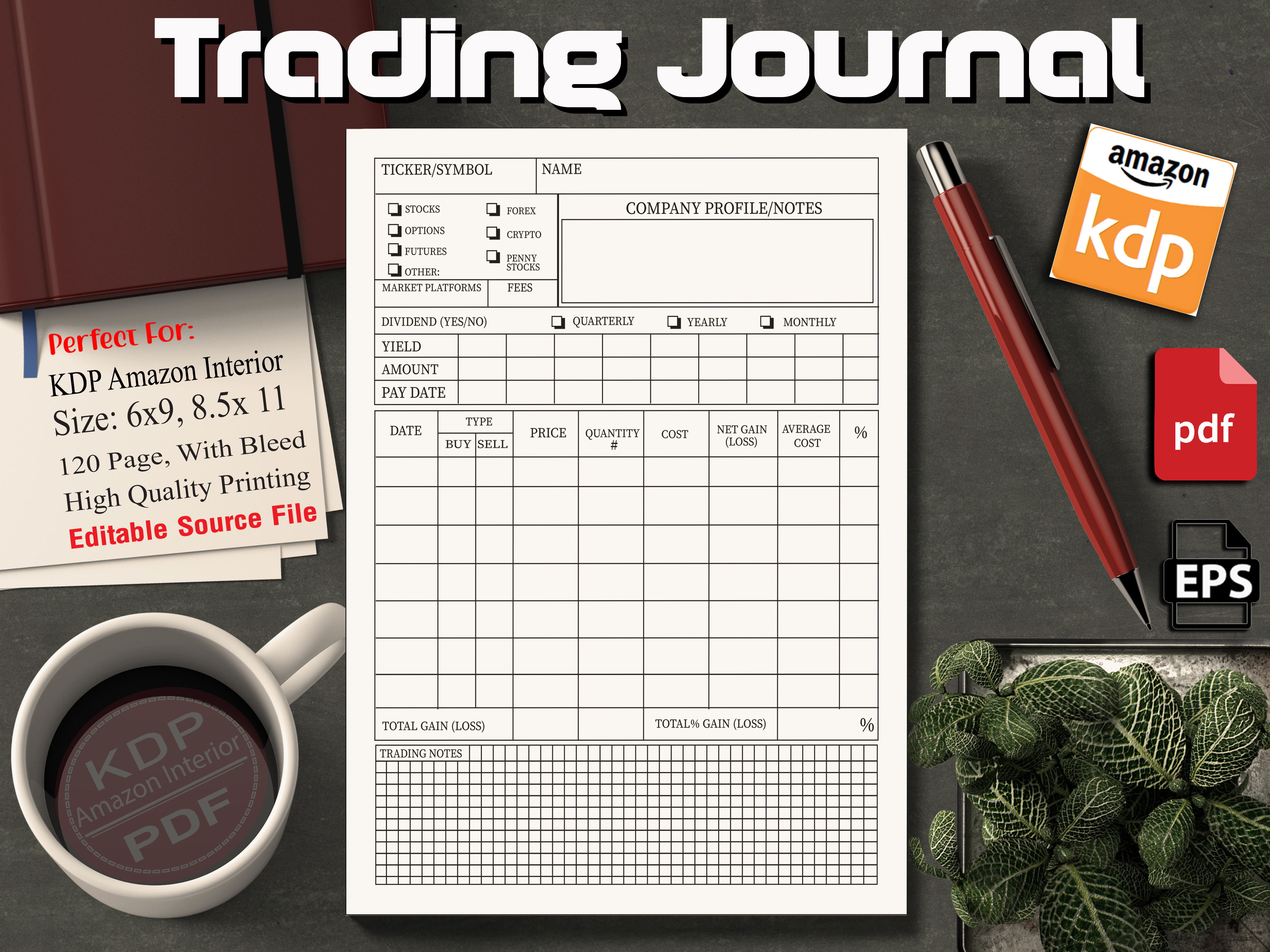Trading Journal Kdp Interior Graphic by RightDesign · Creative Fabrica