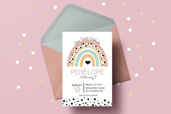 Rainbow Birthday Invitation Template