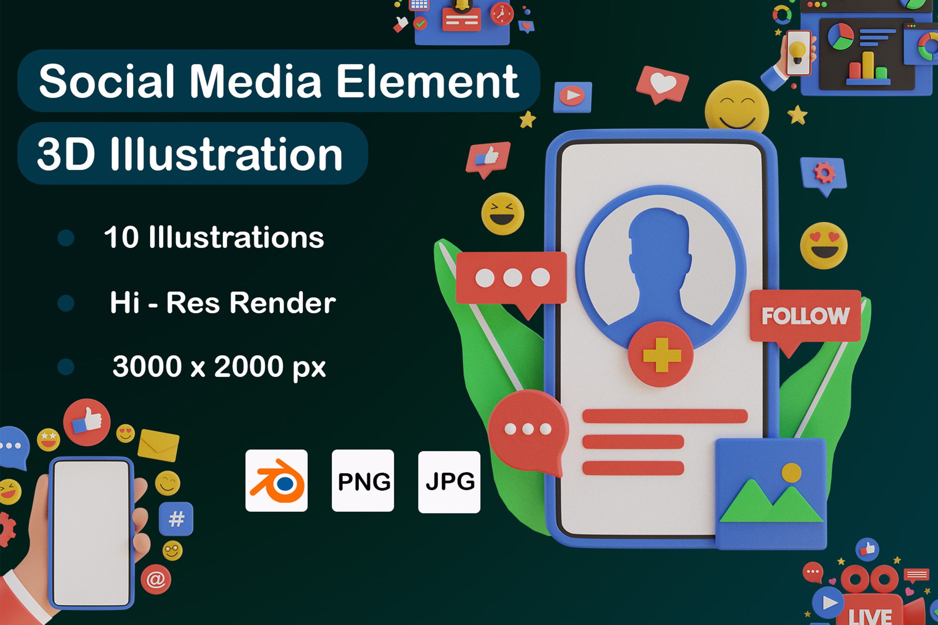 3D Social Media Element Pack Graphic by novia99design · Creative Fabrica