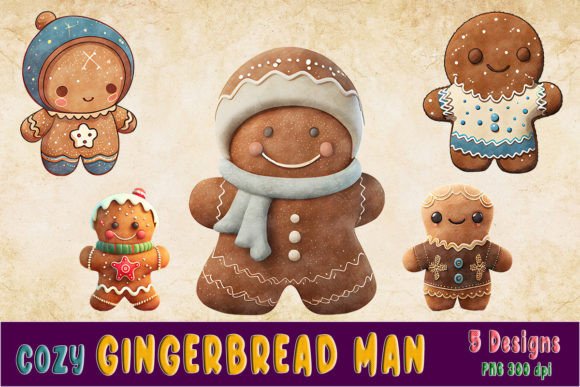 Christmas Cozy Gingerbread Man Clipart Graphics