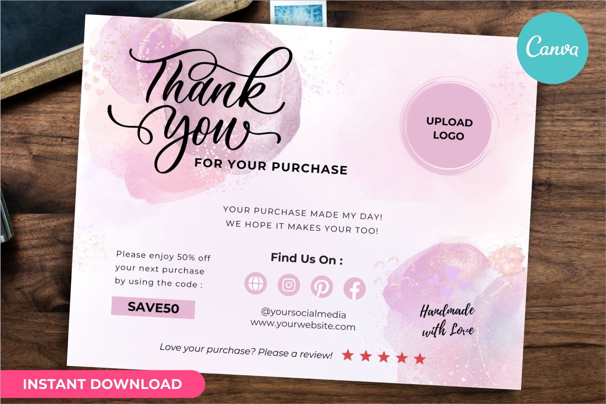 Thank You Card Business Template Canva