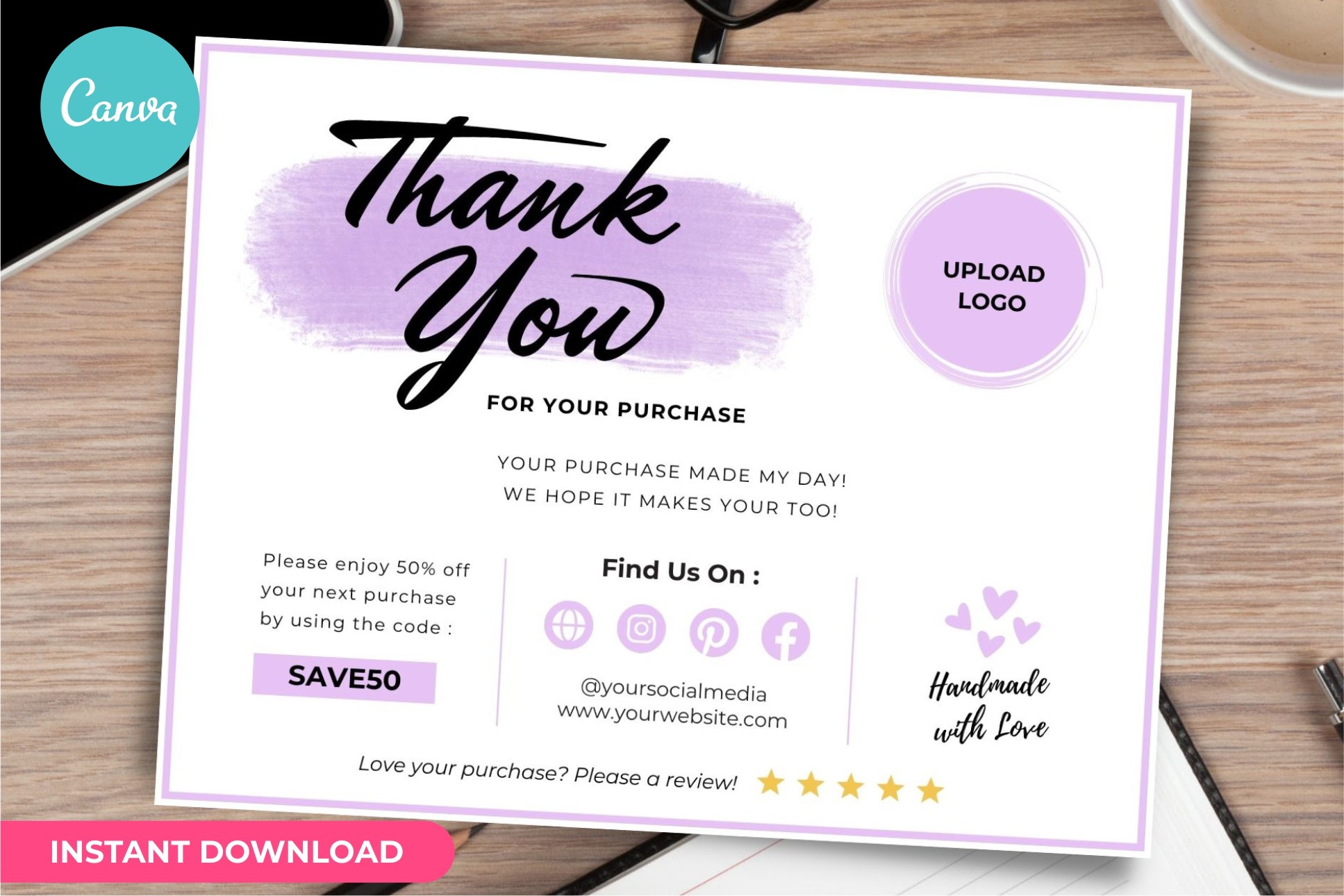 Thank You Card Business Template Canva