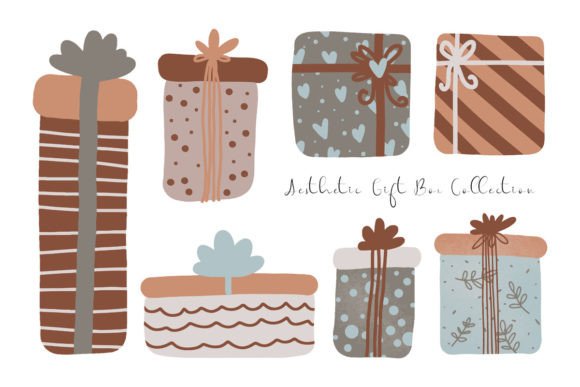 Aesthetic Hand Drawn Gift Box Clip Art