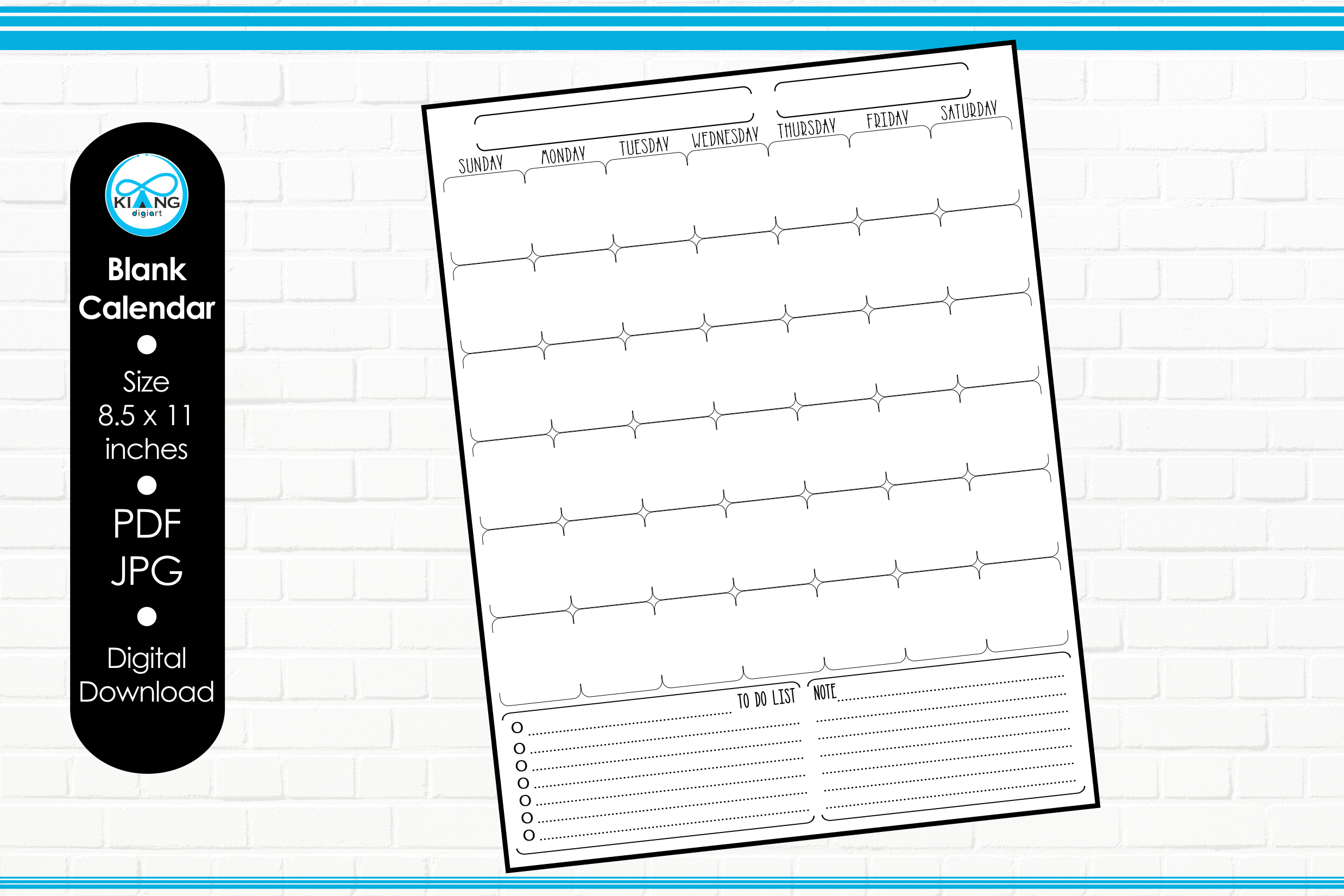 Blank Calendar Page Template Graphic by GnomeWhimsyBloom · Creative Fabrica