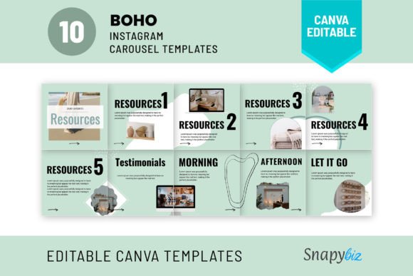 Boho Instagram Carousel Post Template Graphics