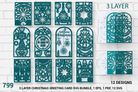 Christmas Greeting Card SVG Laser Cut799