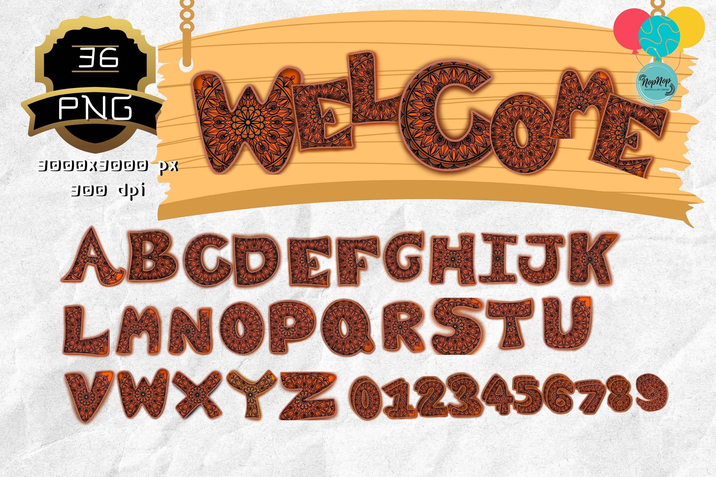 Retro Alphabet and Number Mandala Style Graphic by NopNop Mandala ...