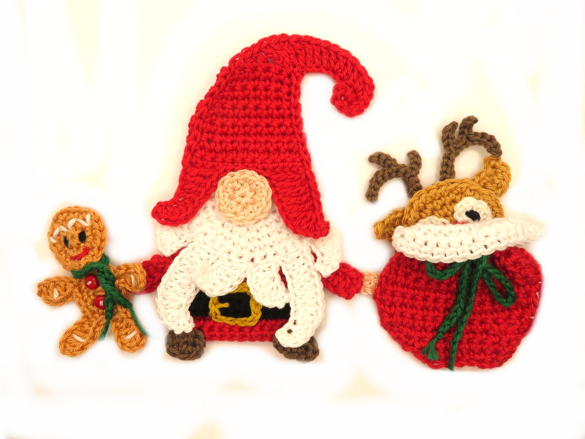 Christmas Gnome 3 Crochet Applique Patte