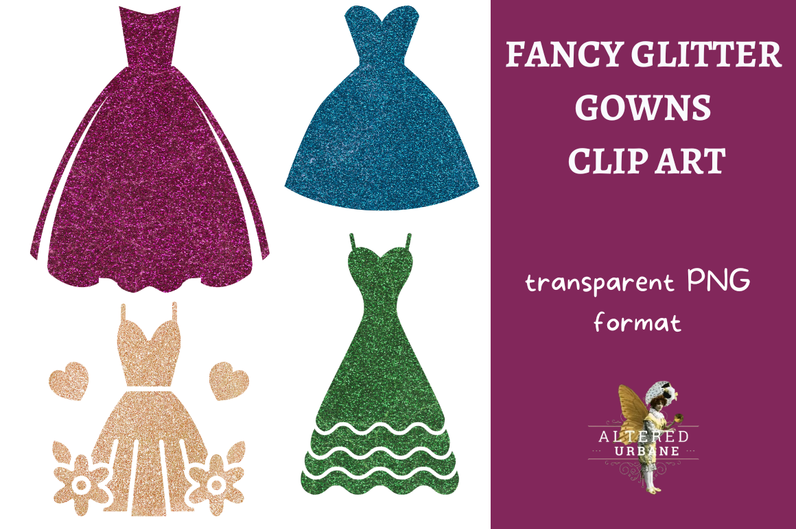 Fancy Glitter Gowns Clip Art