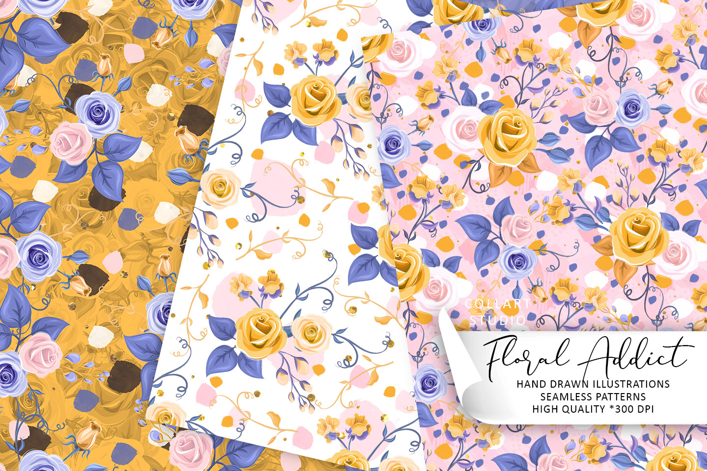 Floral Patterns, Seamless Papers. Roses Graphic by collartstudio ...