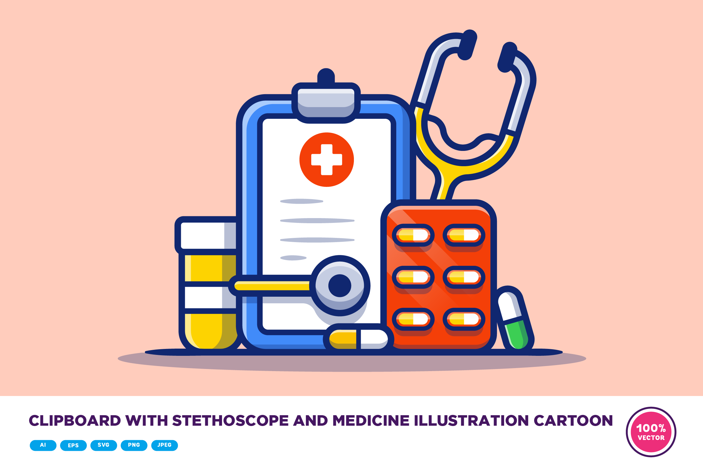 Clipboard with Stethoscope and Medicine Graphic by catalyststuff ...