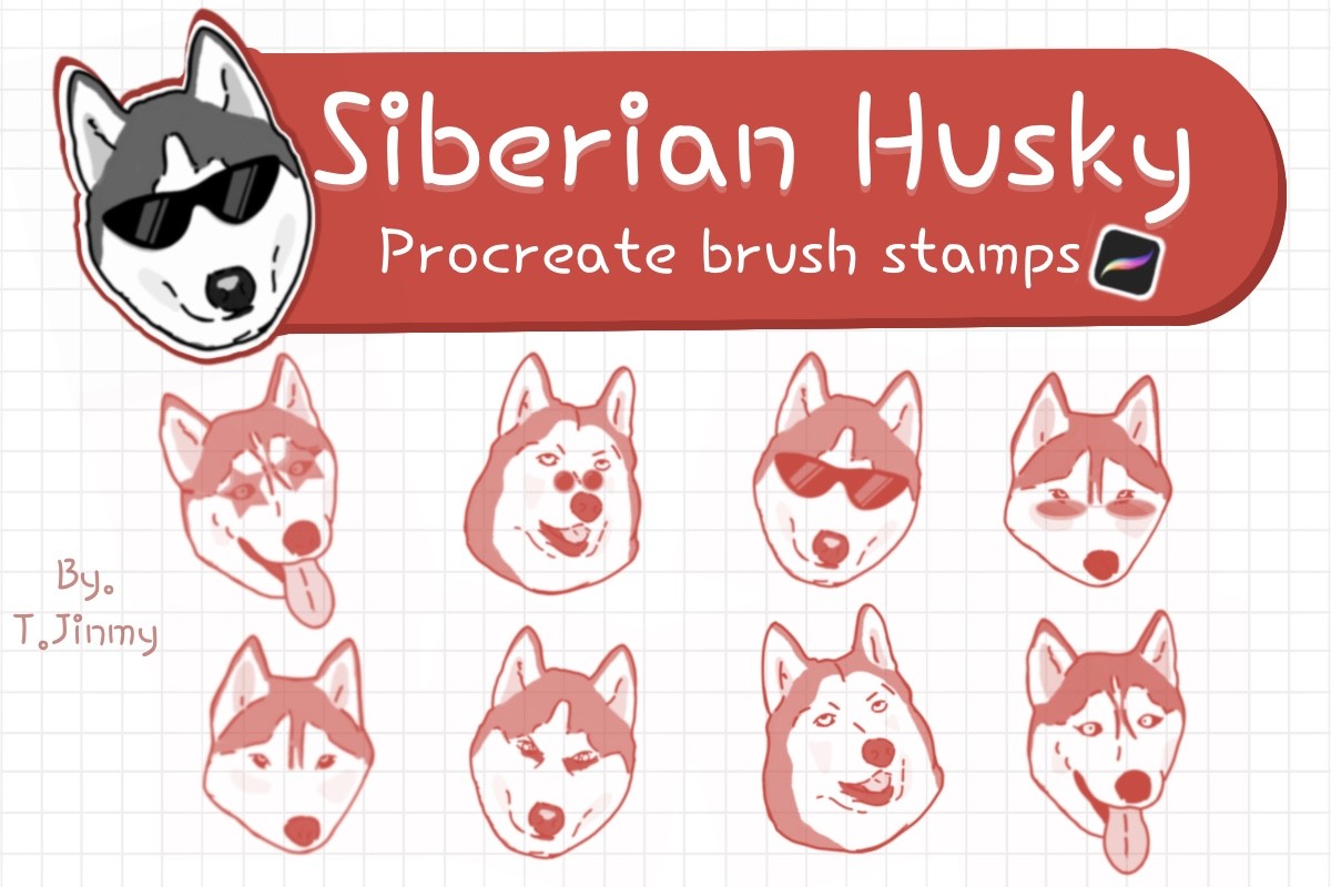 Procreate Siberian Husky Brush Stamps