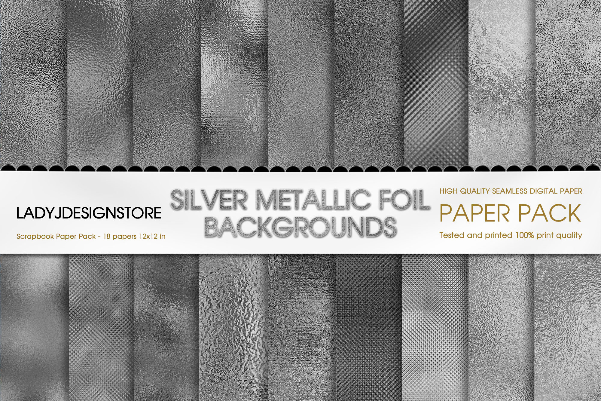 Silver Metallic Foil Silver Digital Pape