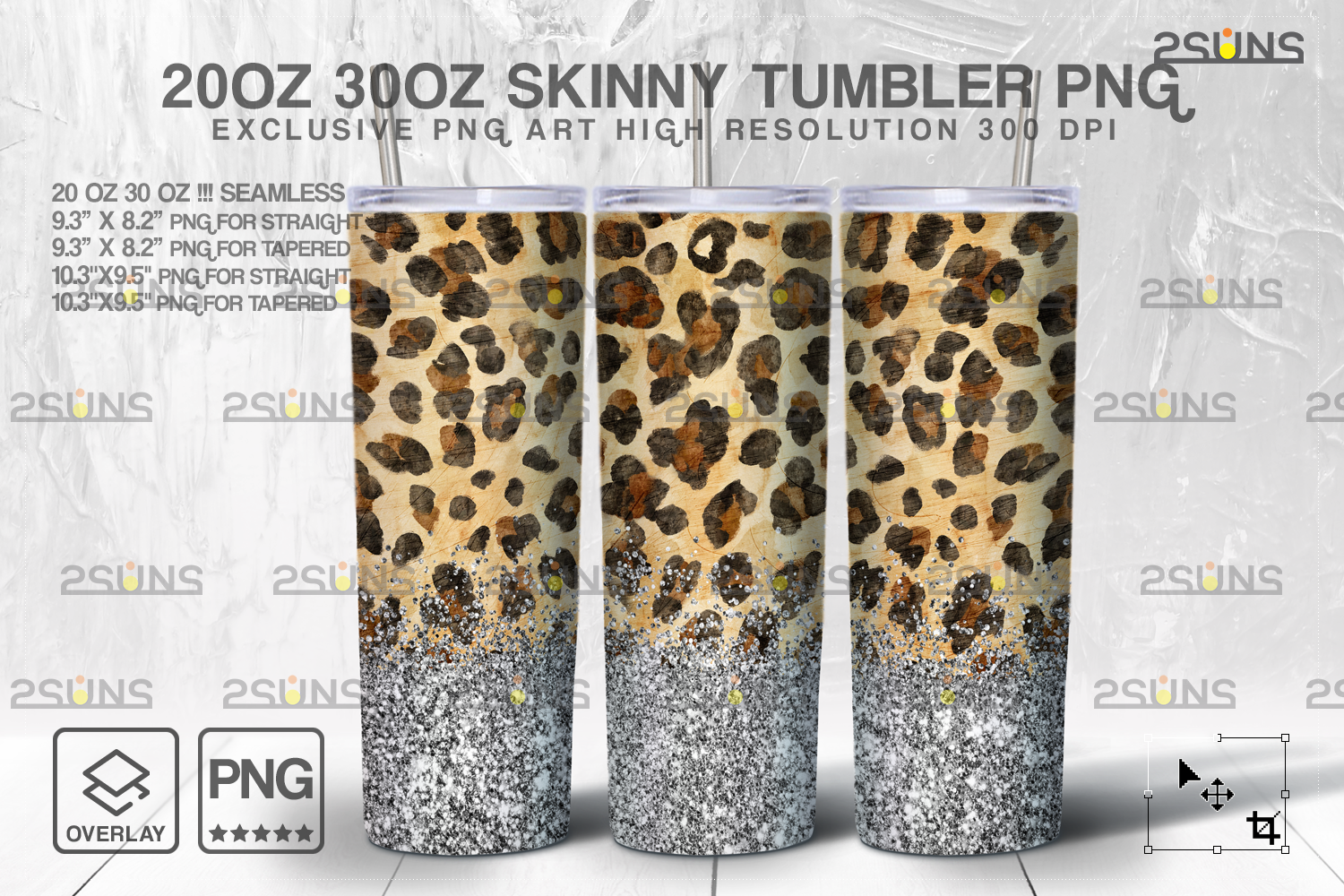20oz Glitter Leopard Skinny Tumbler Graphic by 2SUNS · Creative Fabrica