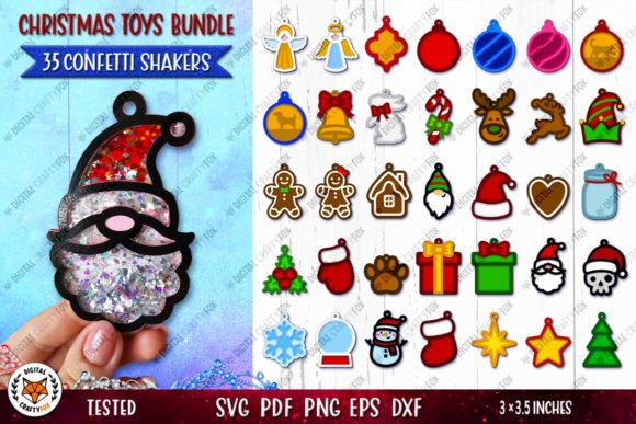 3d Christmas Toy Confetti Shaker Bundle Graphics 9