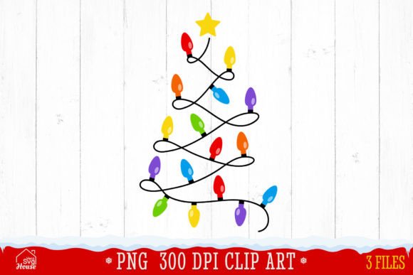 Christmas Tree String Lights Sublimation Graphic Illustrations By VeczPNGHouse
