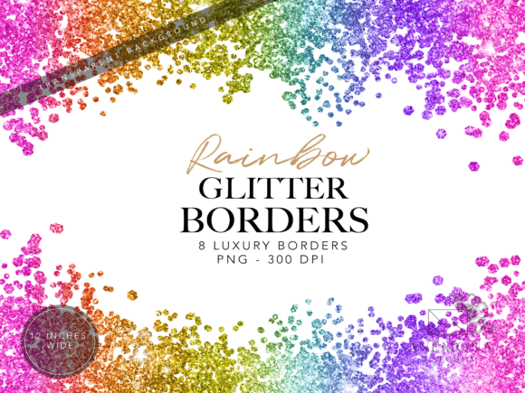 Rainbow Glitter Borders Clipart