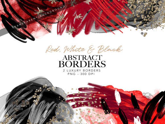 Red and Black Watercolor Borders