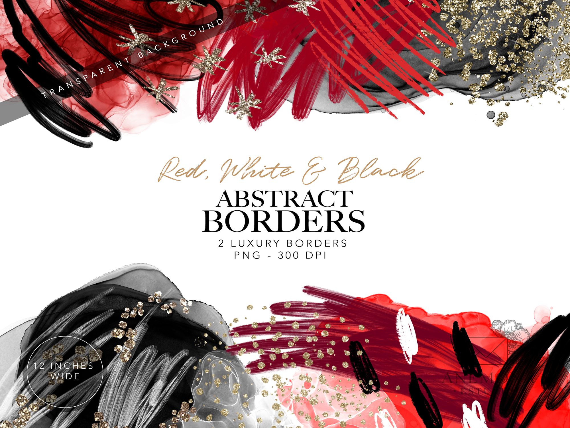 Red and Black Watercolor Borders