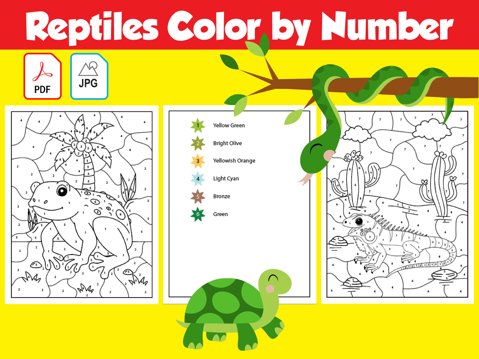 Reptiles Color by Number KDP Interior