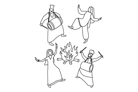 Lohri Coloring Page Kids