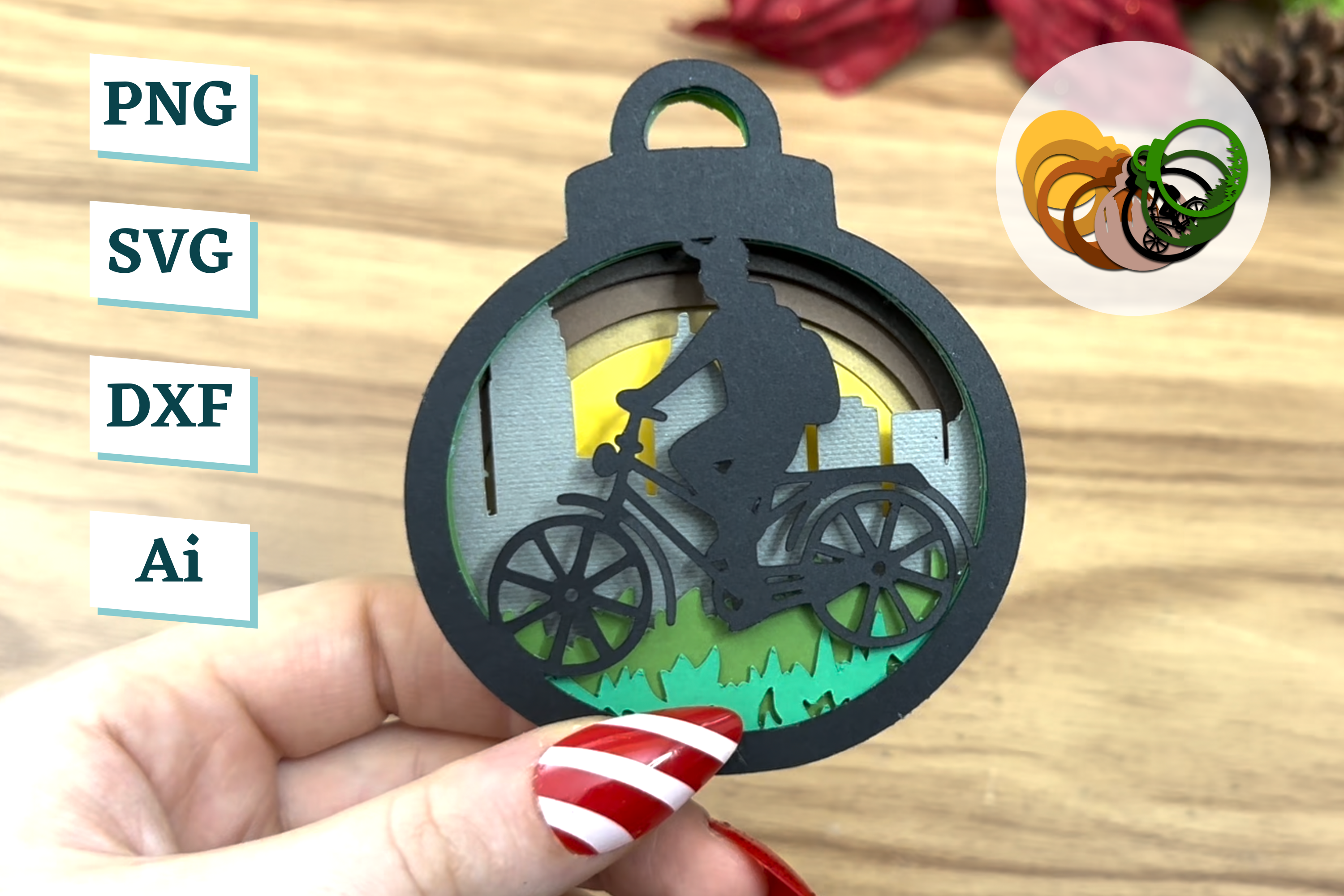 Bicycle Ride Ornament Template Graphic by MrMsCrafty · Creative Fabrica