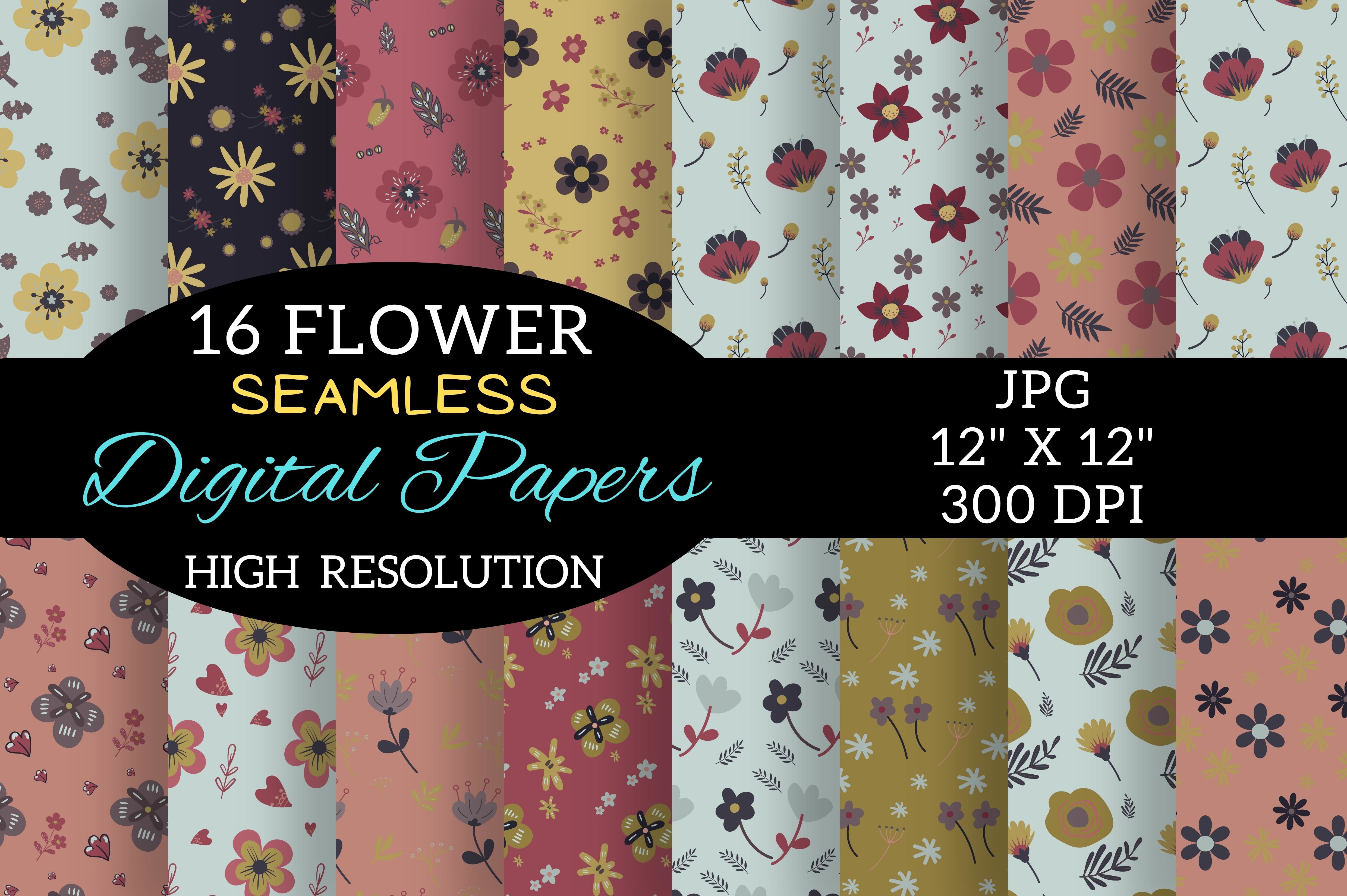 Flowers 70s Boho Digital Paper Patterns Graphic by Florid Printables ...