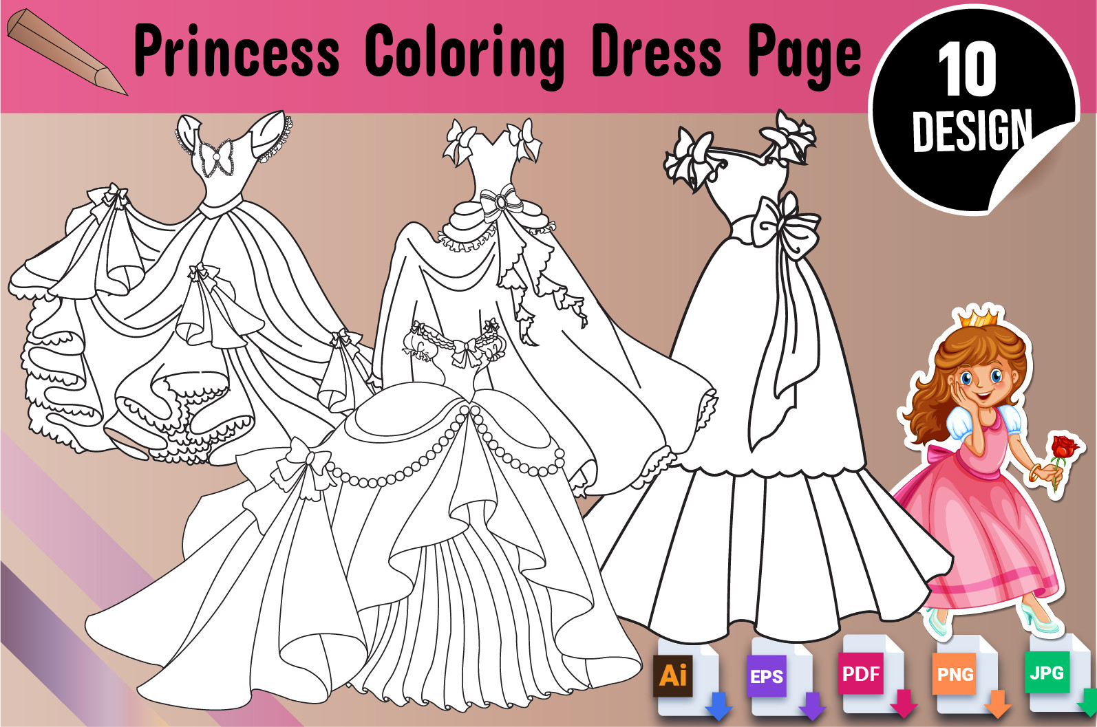 Princess Dress Coloring Page Graphic by Rabia Aktar Shohana Creative Fabrica Princess Dress Coloring Page Graphic by Rabia Aktar Shohana Creative Fabrica